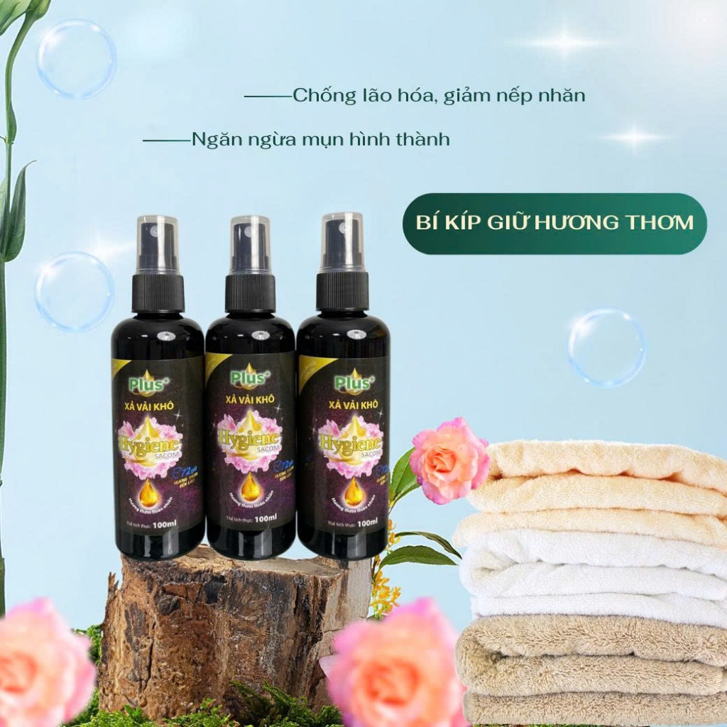 Combo 2 Nước xả vải khô Hygiene Sacom Plus+ dung tích 100ml dạng chai xịt