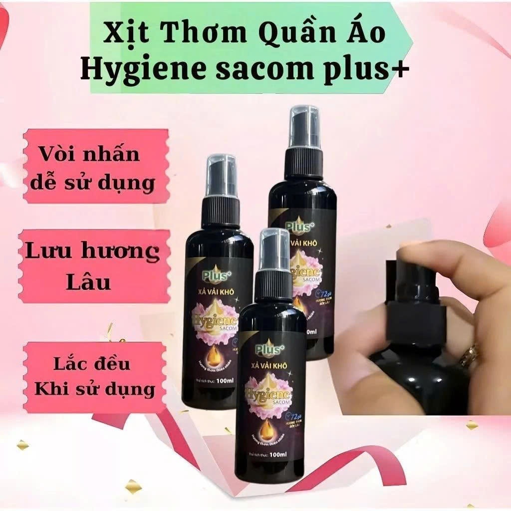 Combo 2 Nước xả vải khô Hygiene Sacom Plus+ dung tích 100ml dạng chai xịt