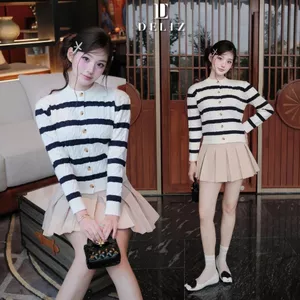 Áo len cardigan khoác ngoài cho nữ mùa thu đông cổ tròn dài tay len lông thỏ vặn thừng cao cấp CD849 500G