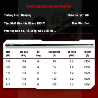 Cần Câu Đài Nhất Hào Khắc Khanh F1 Bản 5H Cần Câu Tay Handing Cacbon Tặng Kèm Phụ Kiện