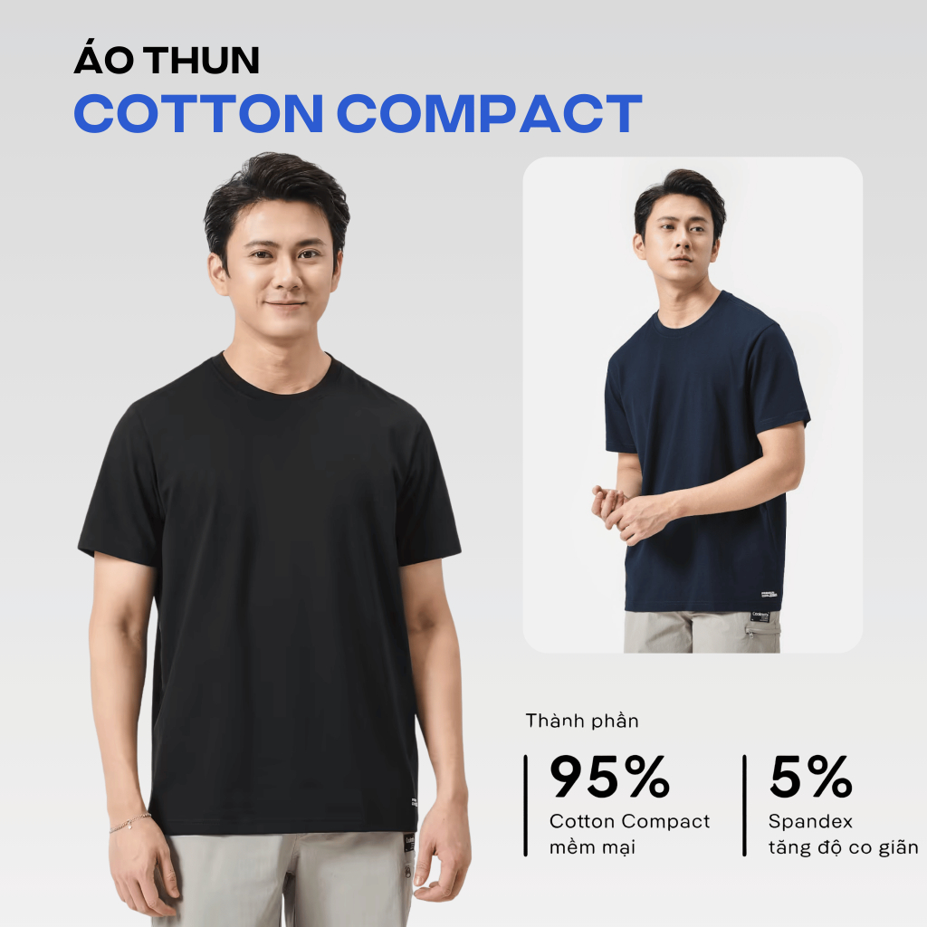[TẶNG QUÀ ĐƠN 329K]Combo 2 áo thun nam Cotton Compact phiên bản Premium chống nhăn Coolmate