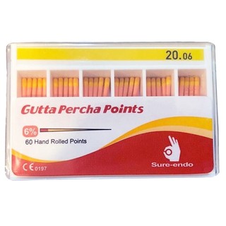 Cone Chính Gutta Percha Sure Endo, Cone GP Nội Nha Chính Xác Cao, 4% & 6%, hộp 60 cây
