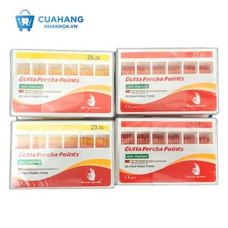 Cone Chính Gutta Percha Sure Endo, Cone GP Nội Nha Chính Xác Cao, 4% & 6%, hộp 60 cây