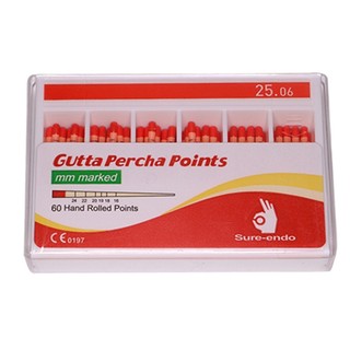 Cone Chính Gutta Percha Sure Endo, Cone GP Nội Nha Chính Xác Cao, 4% & 6%, hộp 60 cây
