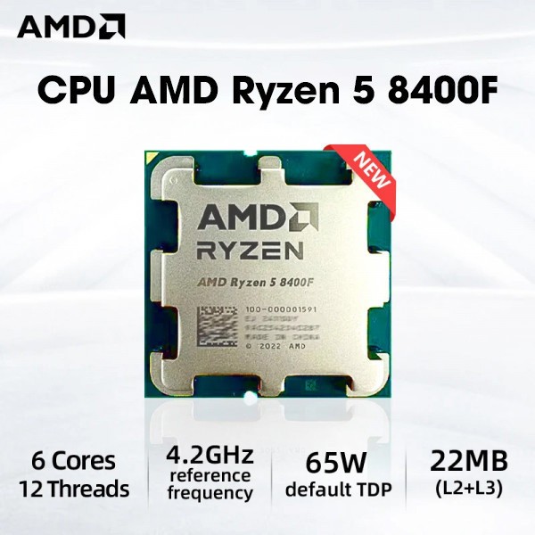 AMD Ryzen 5 8400F Processeur (6 Coeurs/12 Threads, 65W DTP, Socket AM5