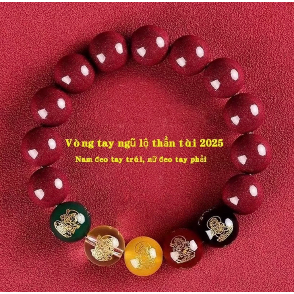 [Tặng Túi Lộc] Vòng Tay Chu Sa Ngũ Lộ Thần Tài - Chiêu Tài May Mắn