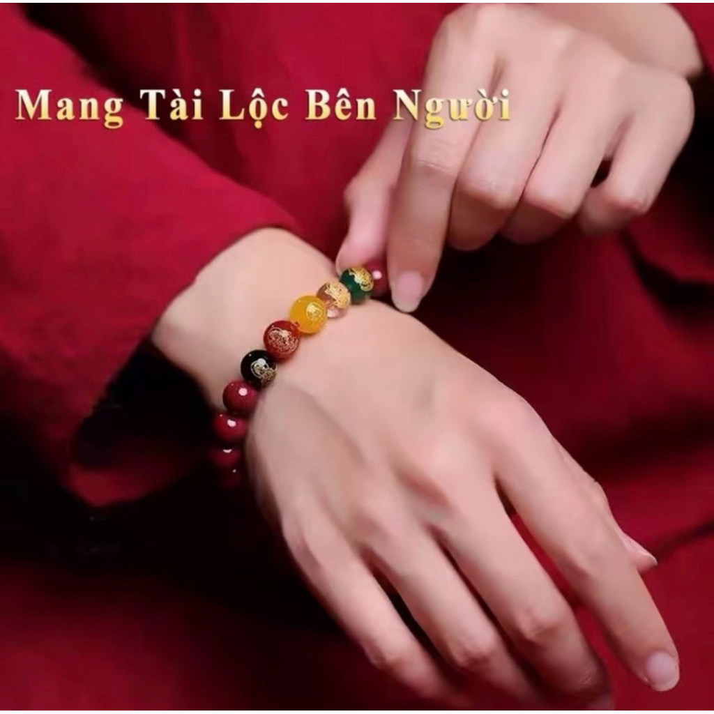 [Tặng Túi Lộc] Vòng Tay Chu Sa Ngũ Lộ Thần Tài - Chiêu Tài May Mắn