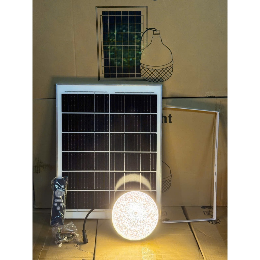 Đèn mới 2025-Đèn Búp Kim Cương Năng Lượng Mặt Trời 300W | 3 Chế Độ Màu Siêu Sáng, Chiếu Sáng Cả Đêm