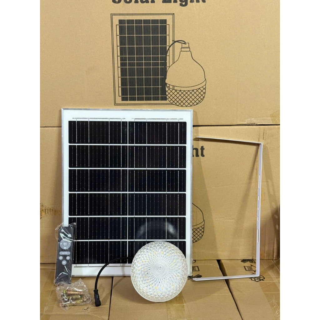 Đèn mới 2025-Đèn Búp Kim Cương Năng Lượng Mặt Trời 300W | 3 Chế Độ Màu Siêu Sáng, Chiếu Sáng Cả Đêm