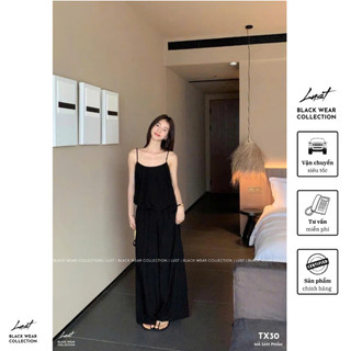 Set bộ đồ nữ áo 2 dây mix quần xuông dáng dài chất thô nhăn siêu tôn dáng LUST phong cách Hàn TX30