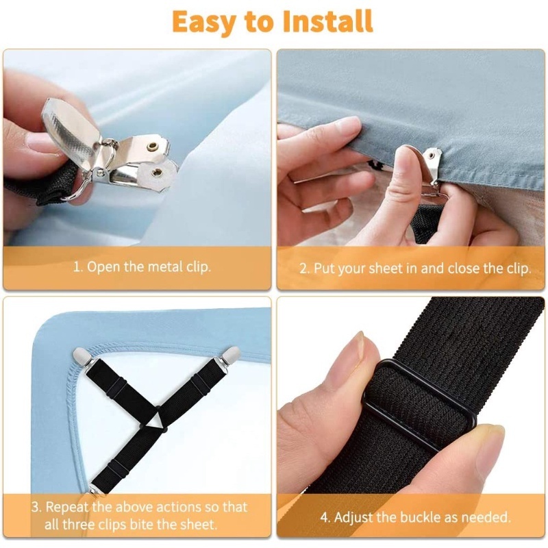 4 Cái / lốc Ga Trải Giường Dây Buộc Giá Đỡ Tiện Ích Cho Ga Trải Giường Tổ Chức Nệm Bao Kẹp Cho Gia Đình Dây Đàn Hồi Có T