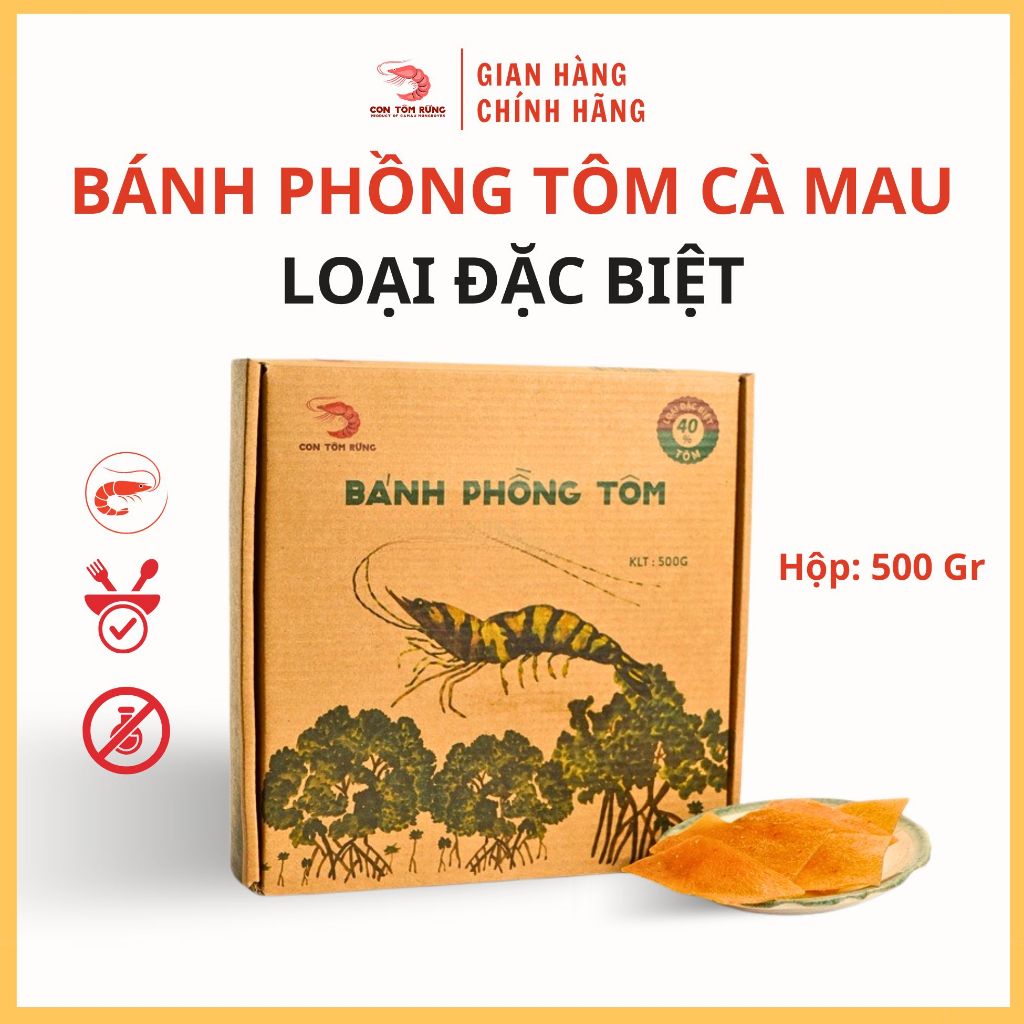 Bánh Phồng Tôm Cà Mau [Đặc biệt 40% Tôm] – Hộp 500gr