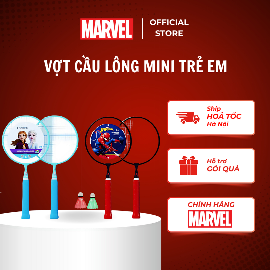 Bộ Vợt Cầu Lông Cho Bé Mesuca Marvel Disney Spider Man Frozen Đồ Chơi Thể Thao Trẻ Em 3-10 Tuổi