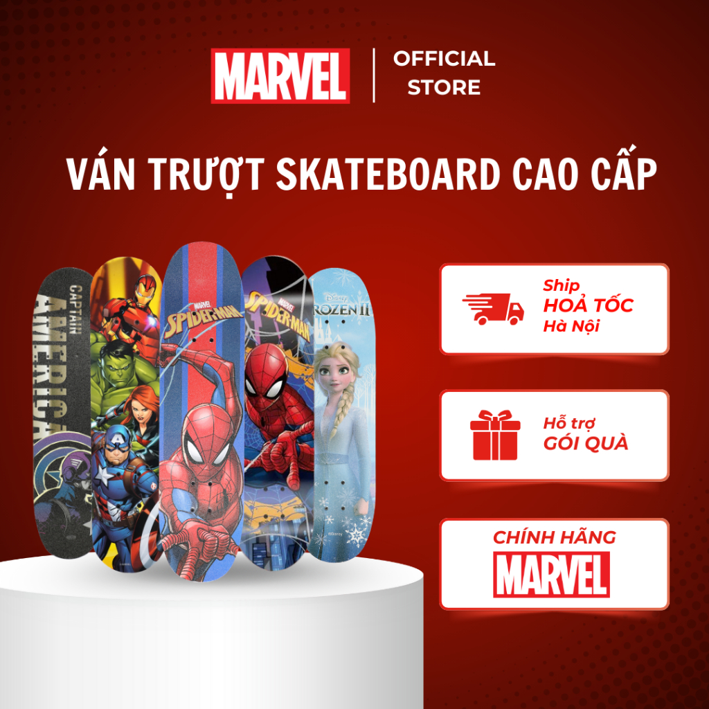 Ván Trượt Trẻ Em Disney Marvel Spiderman Avengers Skateboard Cho Bé 24 28 31 Inch Chính Hãng
