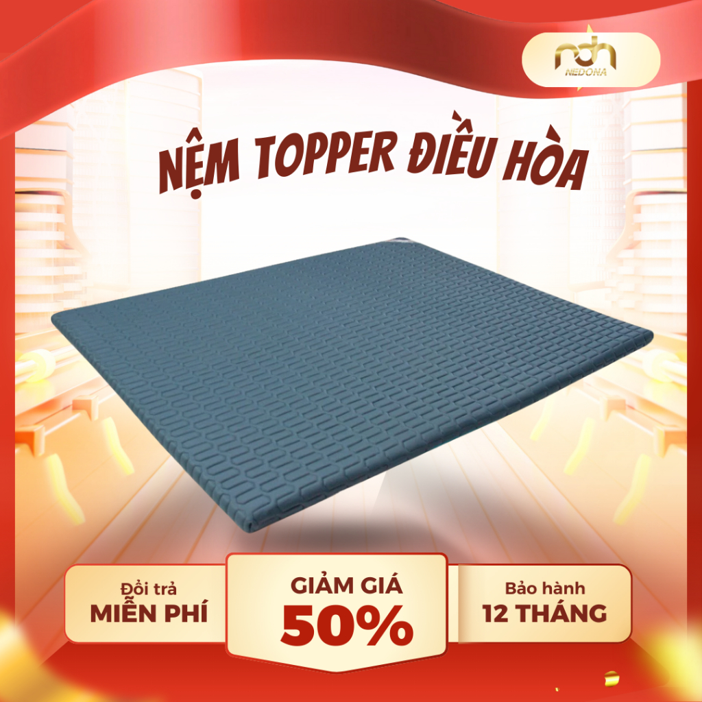 [TẶNG 2 GỐI NẰM] Nệm Topper Băng Lạnh NEDONA dày 5cm - Mát Mẻ, Êm Ái ...