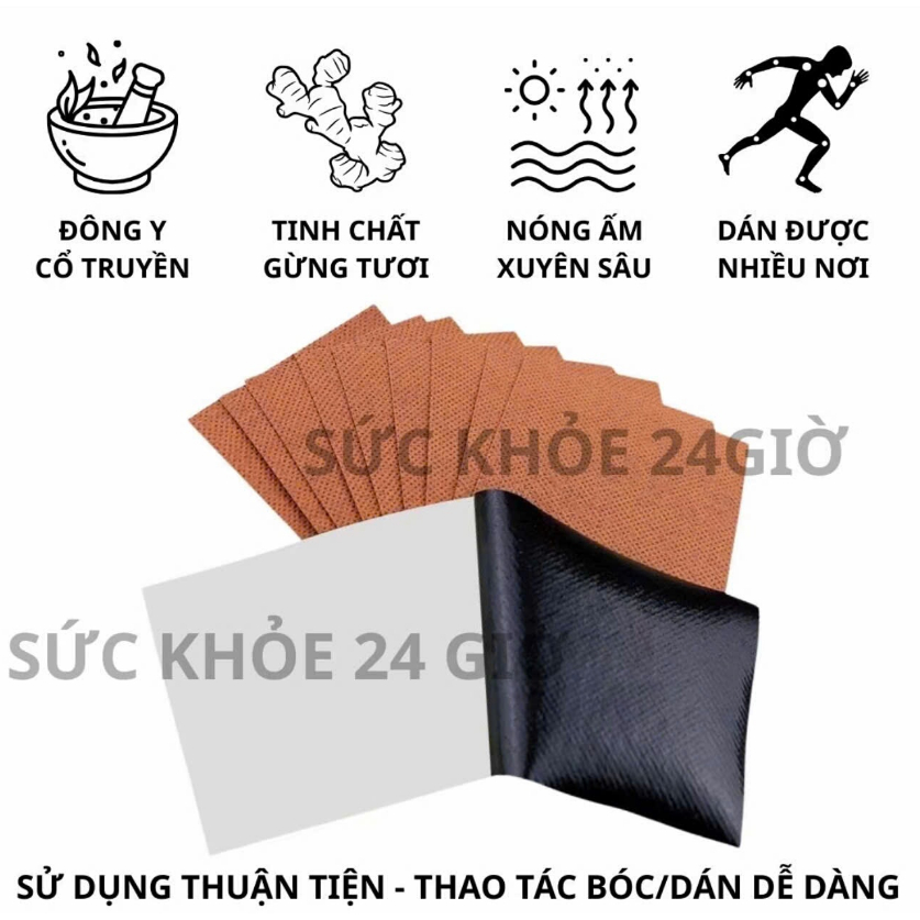 50 Miếng 1 Túi Dán Gừng Nóng Giảm Đau Lưng Nhức Mỏi Vai Gáy manmen ntt95
