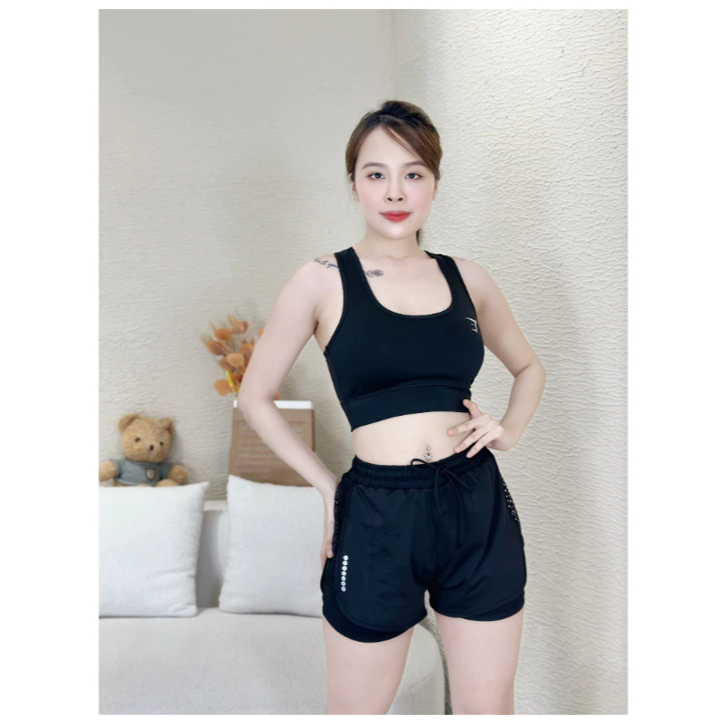 [PEINN] Bộ Bra Tập Gym Yoga Earobic Kết Hợp Quần Đùi 2 Lớp Cho Nữ - Đồ Tập Gym Yoga Erobic Chạy Bộ Nữ (Ng04)