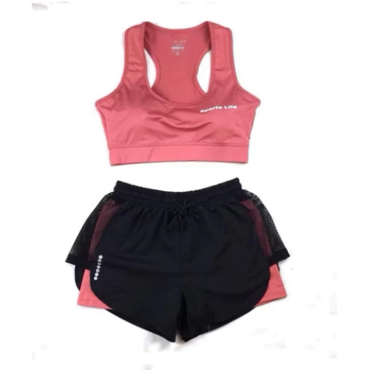 [PEINN] Bộ Bra Tập Gym Yoga Earobic Kết Hợp Quần Đùi 2 Lớp Cho Nữ - Đồ Tập Gym Yoga Erobic Chạy Bộ Nữ (Ng04)