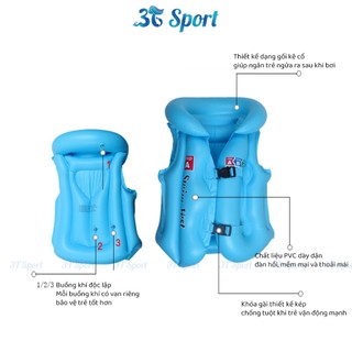 Áo Phao Bơi Trẻ Em Bơm Hơi 10-40kg Chất Liệu PVC Mềm An Toàn Có Van Khóa Nhiều Màu Đẹp