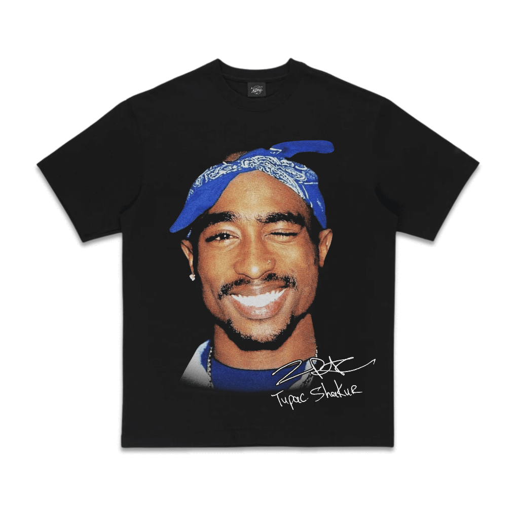 Tupac phong cách Hip-hop nam mẫu bandana Paisley đỏ áo thun oversize đen
