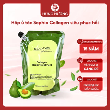 Ủ tóc Collagen Sophia phục hồi tóc hư tổn siêu mềm mượt chuẩn salon,Kem ủ tóc Collagen 1500ml