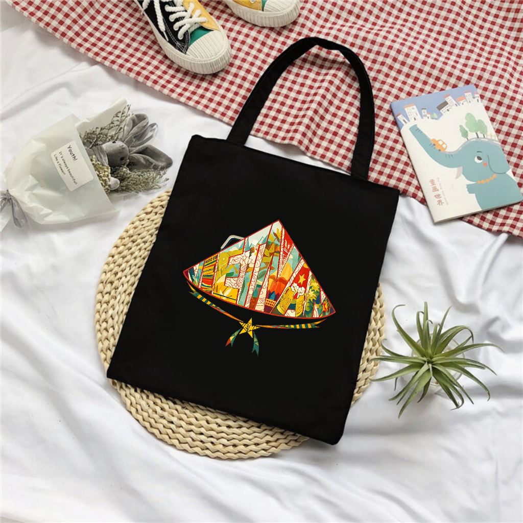 Túi tote có khóa kéo nón lá Việt Nam đặc trưng túi vải canvas đeo vai đi chơi du lịch kích thước 35x40cm tota0239