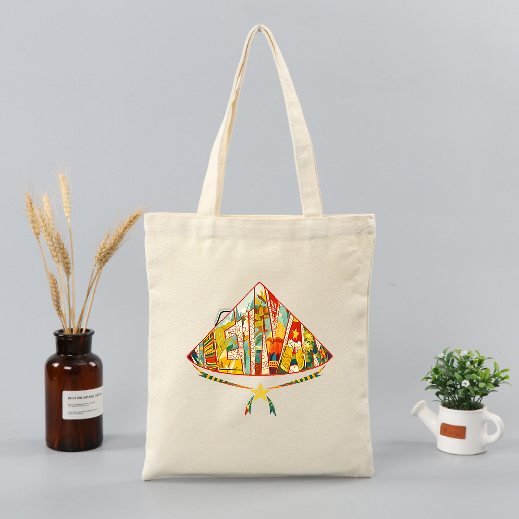 Túi tote có khóa kéo nón lá Việt Nam đặc trưng túi vải canvas đeo vai đi chơi du lịch kích thước 35x40cm tota0239