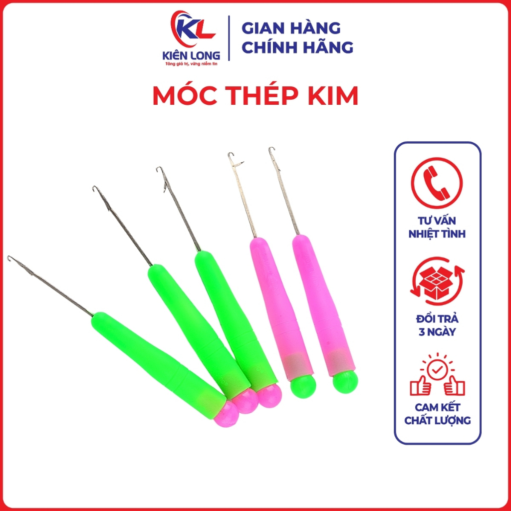 Móc Thép Kim Lộn Vải – Cây Lộn Vải Tay Cầm Nhựa Nhiều Màu (5–10 Cái)