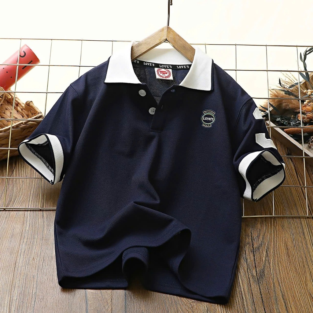 [Peinn] Áo polo bé trai 18-52kg mẫu chữ LOVE. Chất liệu co dãn, thiết kế đẹp. H36 - EB65