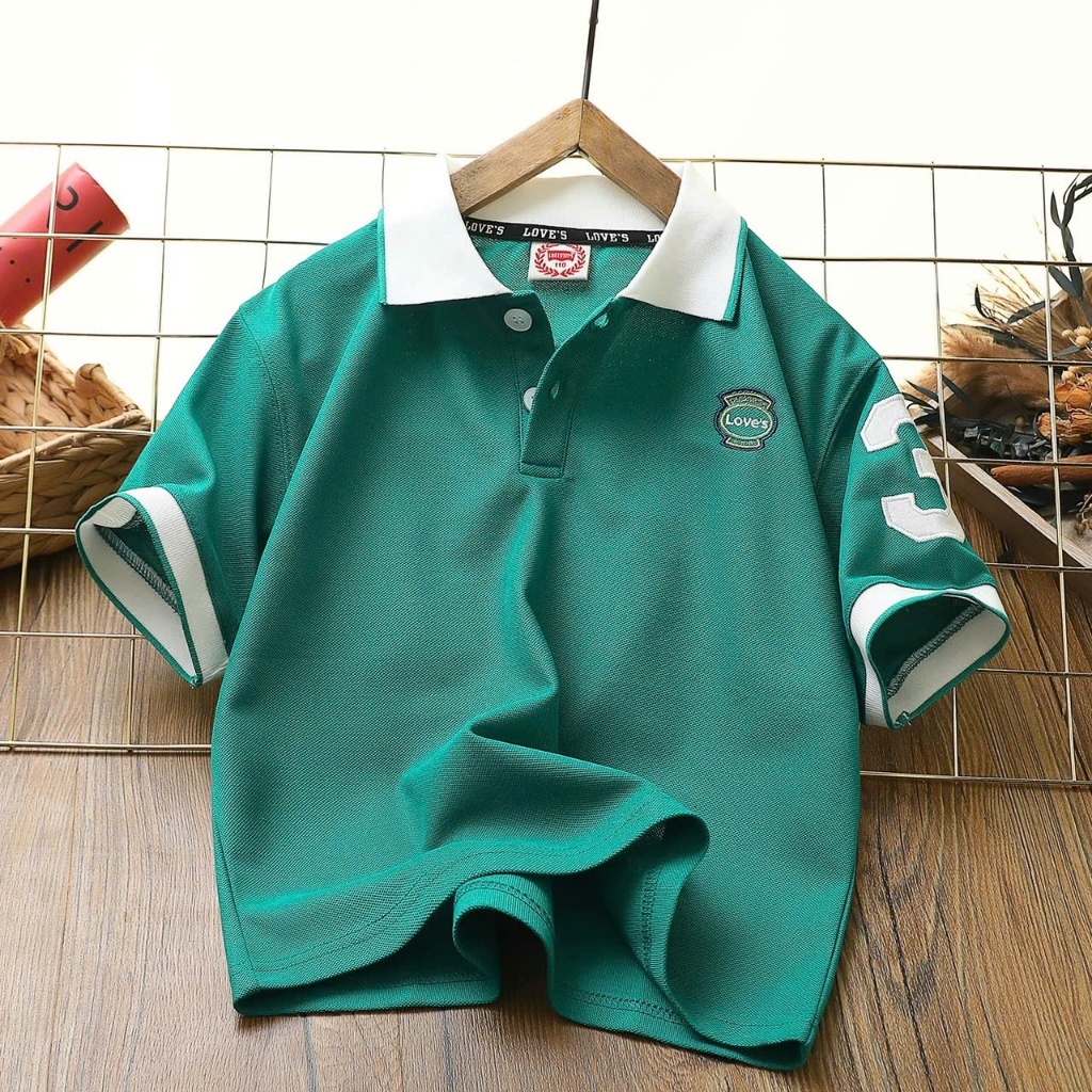 [Peinn] Áo polo bé trai 18-52kg mẫu chữ LOVE. Chất liệu co dãn, thiết kế đẹp. H36 - EB65
