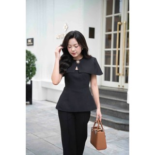 Áo Peplum Thiết Kế Choàng Cape Xiết Eo Tôn Dáng SOLIIN Phong Cách Công Sở Trẻ Trung SOLEIL TOP