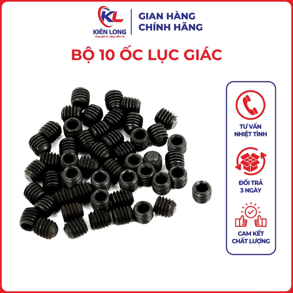 Bộ 10 Ốc Lục Giác Giữ Kim – Máy Vắt Sổ, Máy Trần Đè Công Nghiệp (1.5mm/1.6mm)