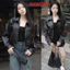 Áo Khoác Da Croptop Bomber Hamina Bo Chun Gấu Khóa Kéo Thời Trang Dễ Mix Đồ , Áo Da Nữ Biker Dáng Ngắn Hàn Quốc 483