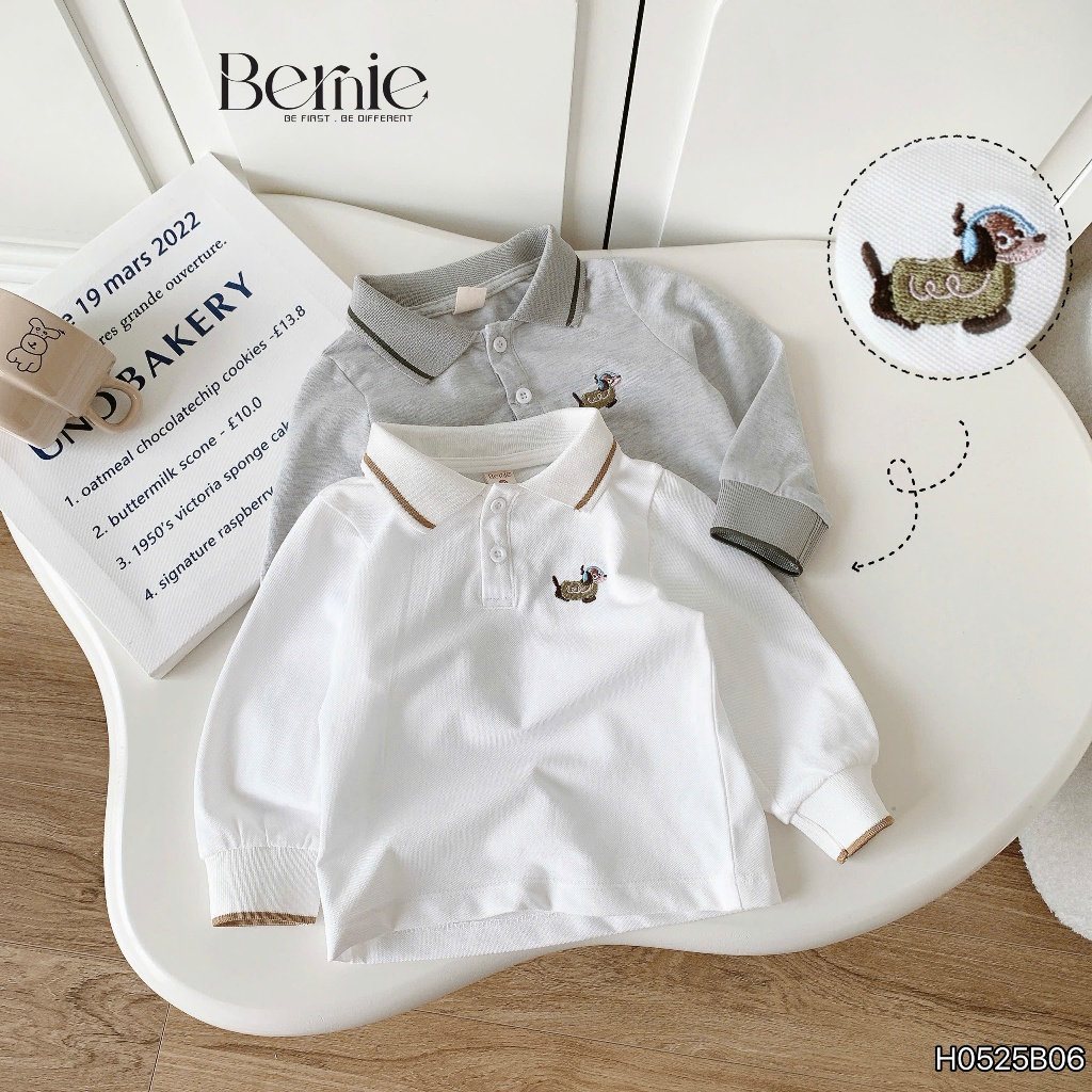 Bộ polo dài tay Luckdog bé trai, bộ thu đông cho bé đi học đi chơi Bernie H0525B06