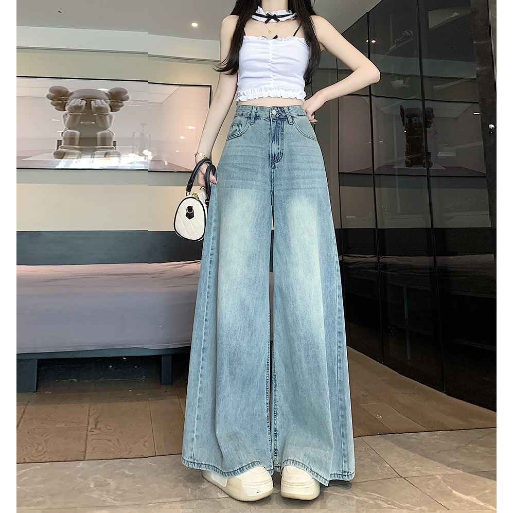 Quần Jeans Nữ Ống Rộng Cạp Cao HAZEE – Quần Bò Nữ Dáng Suông Rộng Thời Trang Hàn Quốc