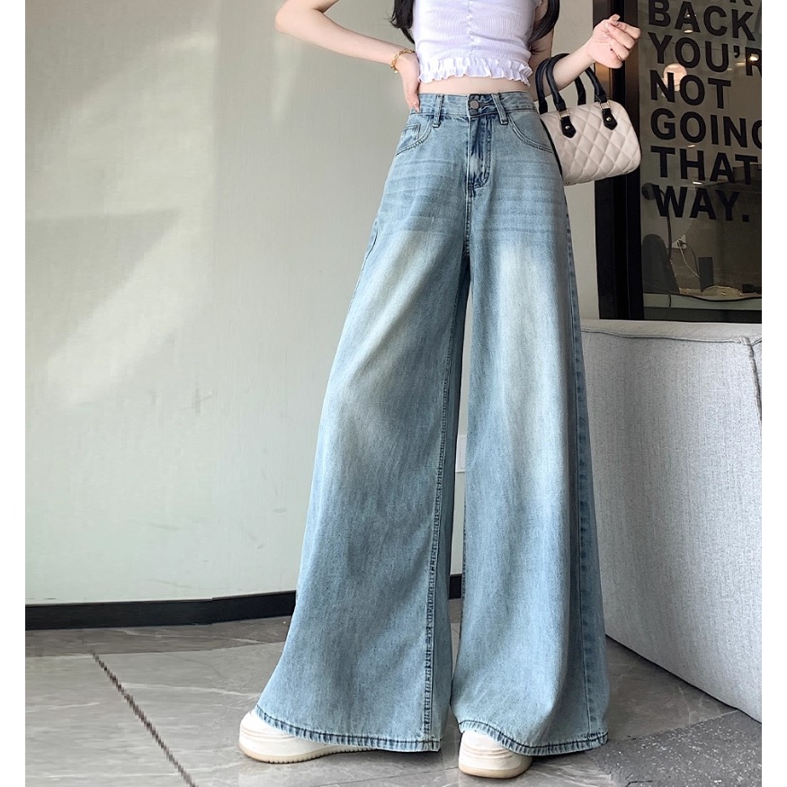 Quần Jeans Nữ Ống Rộng Cạp Cao HAZEE – Quần Bò Nữ Dáng Suông Rộng Thời Trang Hàn Quốc