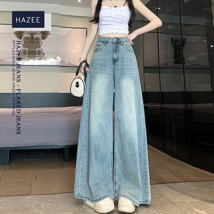 Quần Jeans Nữ Ống Rộng Cạp Cao HAZEE – Quần Bò Nữ Dáng Suông Rộng Thời Trang Hàn Quốc