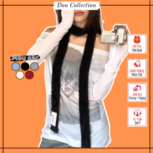 Turban Quàng Cổ Unisex, Khăn Len Chất Lông Nhung Trơn Mềm Mại Phong Cách Y2K Thời Trang Thu Đông 5x190cm - Mã TD106