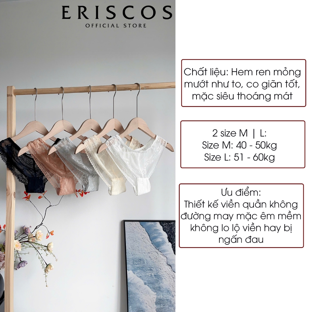 Quần lót ren mỏng không lộ viền chất liệu cao cấp co giãn êm ái thoải mái nhiều màu đẹp Eriscos