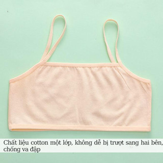 Áo lót bé gái chất cotton mềm co dãn, Áo lót học sinh 2 dây mảnh họa tiết hình thú dễ thương B402