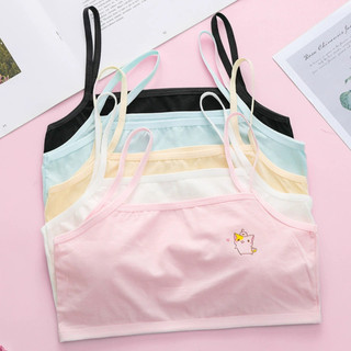 Áo lót bé gái chất cotton mềm co dãn, Áo lót học sinh 2 dây mảnh họa tiết hình thú dễ thương B402