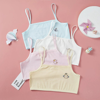 Áo lót bé gái chất cotton mềm co dãn, Áo lót học sinh 2 dây mảnh họa tiết hình thú dễ thương B402