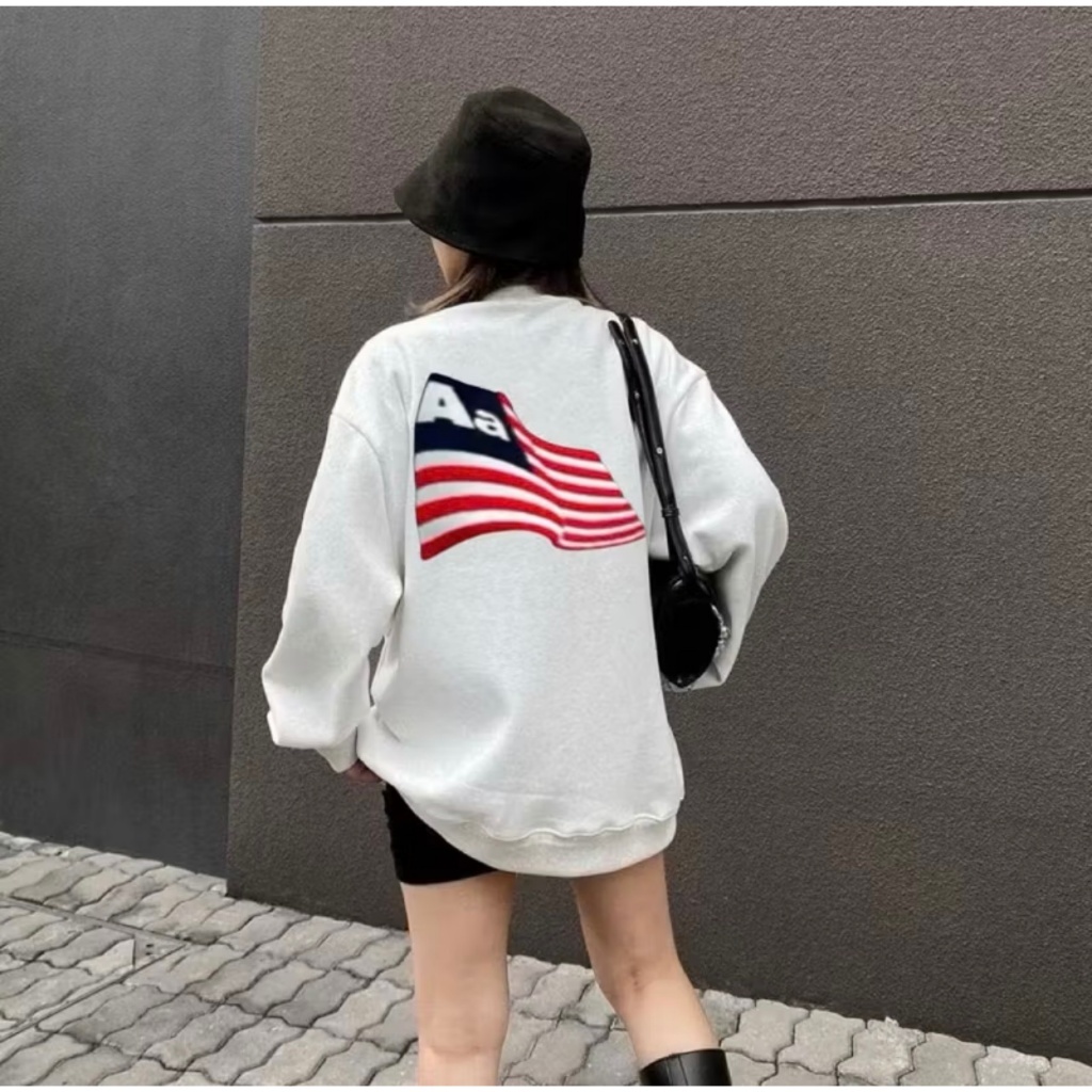 [ MÃ GIẢM 10K] Áo Sweater Thêu Cờ Mỹ 2 Mặt Trước Sau Chất Nỉ 2 Da Cao Cấp Nam Nữ Hình Thêu Chắc Chắn Phong Cách Hàn Quốc