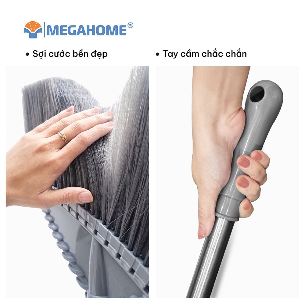 Chổi Quét Sàn HomeBroom MEGAHOME Cao Cấp Thân Cây Inox / Nhựa, Cước Mềm Mại Dùng Quét Nhà, Quét Nước (MÀU NGẪU NHIÊN)