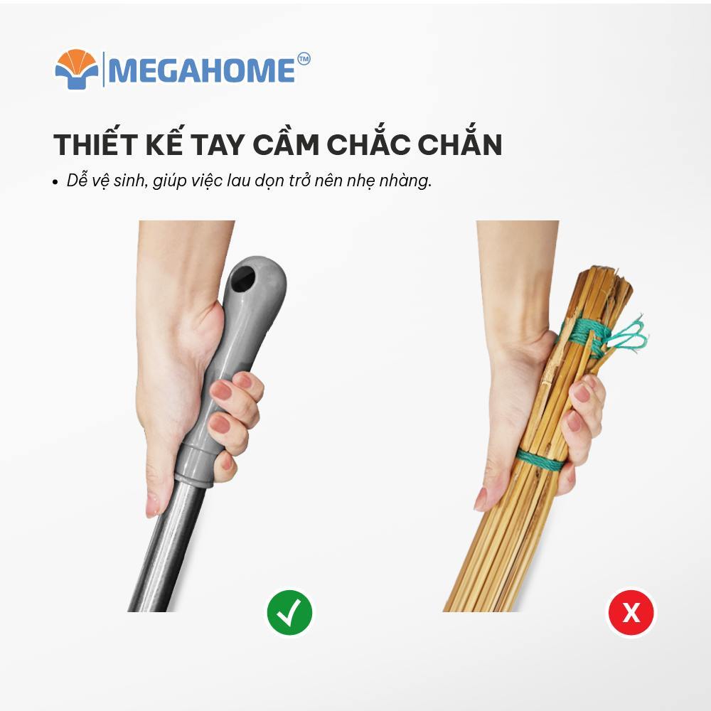 Chổi Quét Sàn HomeBroom MEGAHOME Cao Cấp Thân Cây Inox / Nhựa, Cước Mềm Mại Dùng Quét Nhà, Quét Nước (MÀU NGẪU NHIÊN)