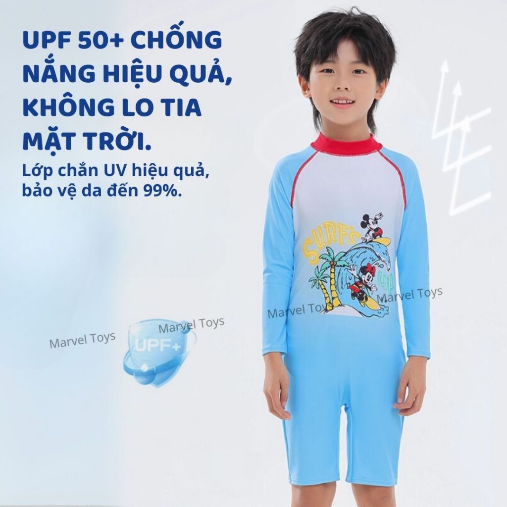 Đồ Bơi Cho Bé Trai Marvel Disney Spider Man Tay Dài Tay Ngắn Chống Nắng UPF50+ Trẻ Em