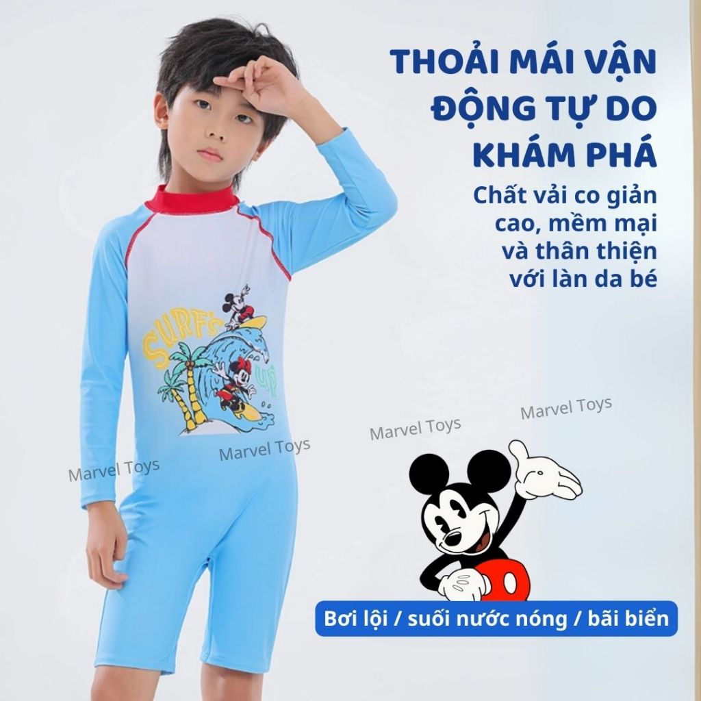 Đồ Bơi Cho Bé Trai Marvel Disney Spider Man Tay Dài Tay Ngắn Chống Nắng UPF50+ Trẻ Em