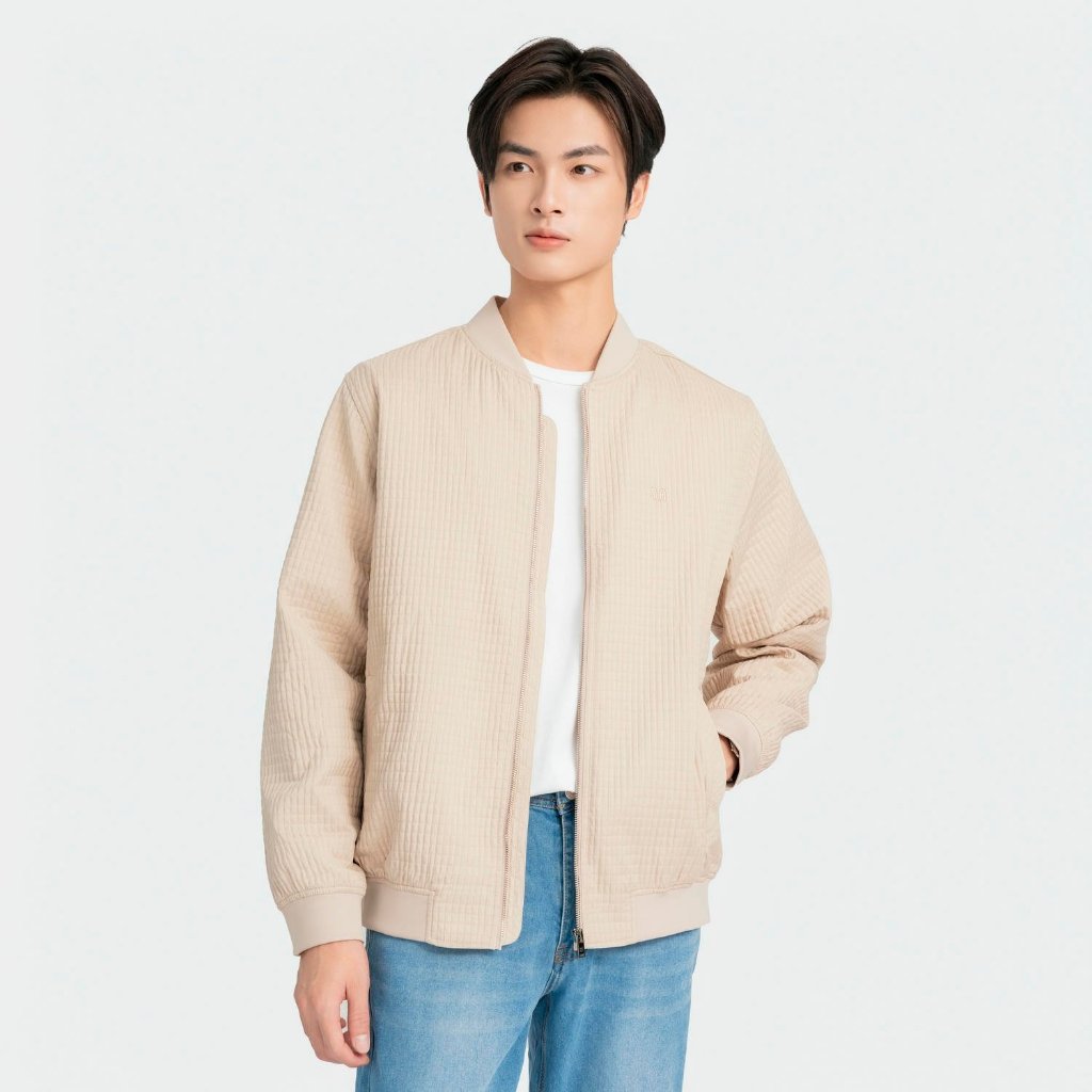 Áo Khoác Gió Bomber Hai Lớp basic, cổ bomber, gấu áo bo rib, họa tiết kẻ nhỏ Insidemen IJK046BZ