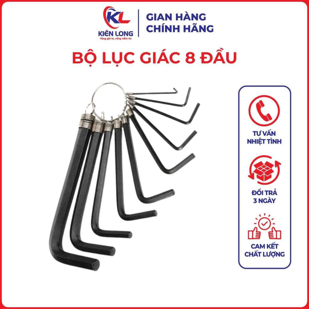 Bộ Lục Giác 8 Đầu Tiện Dụng – Có Móc Treo Chìa Khóa, Dụng Cụ Sửa Chữa Đa Năng