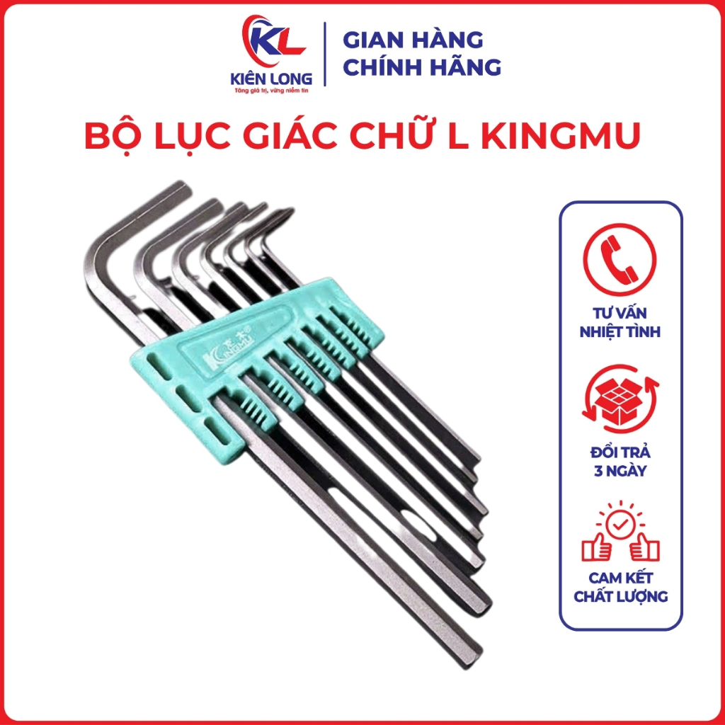 Bộ Lục Giác Chữ L Kingmu 7 Cây – Hợp Kim Thép Đặc Biệt Bền Bỉ (1 Bộ)